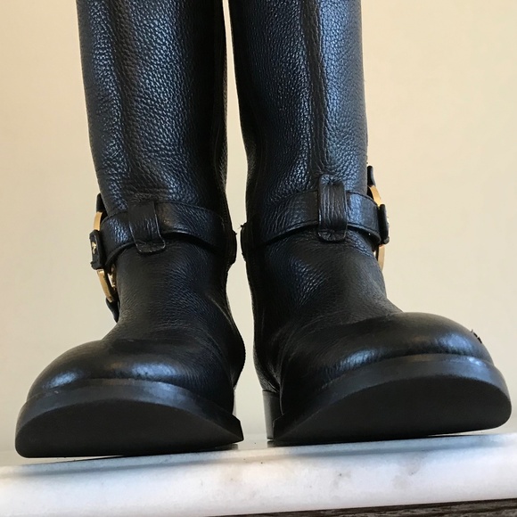 TORY BURCH BLACK TALL AMANDA RIDDING BOOTS - Picture 5 of 16